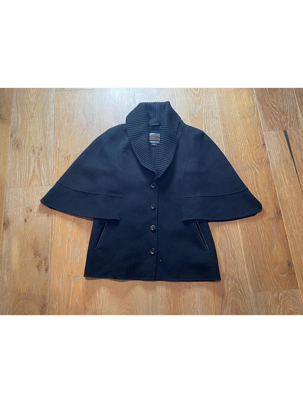 Mackage Black Wool Blend Cape Coat Cozy Chic Regular Large